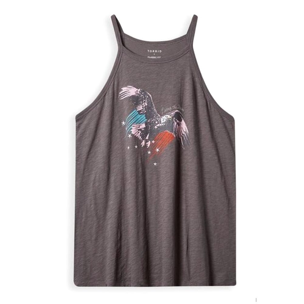 Torrid Graphic Print Tank Top Slub Knit Jersey Stretch Living Dream Eagle  3X